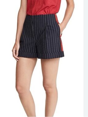 RAG & BONE Jess Navy Pinstripe Women's Shorts with Red Accent